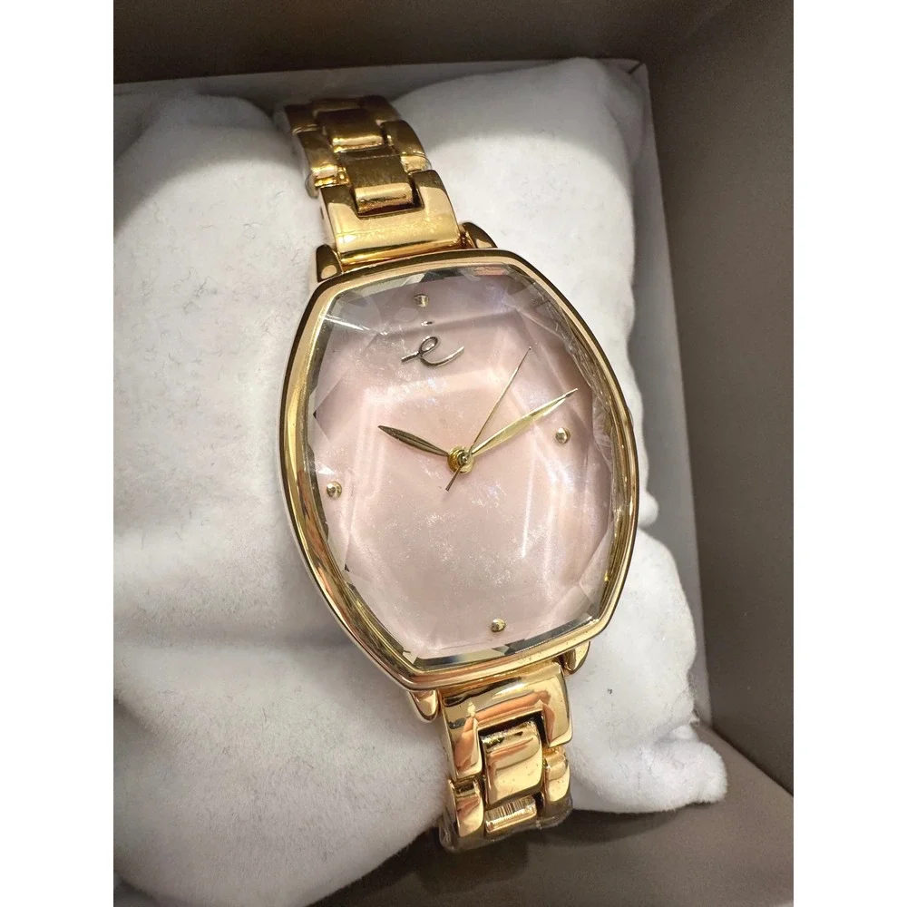 Ettika Classic Triple‎ Link Bracelet Watch Gold Pink MOP Tonneau Dial NEW
